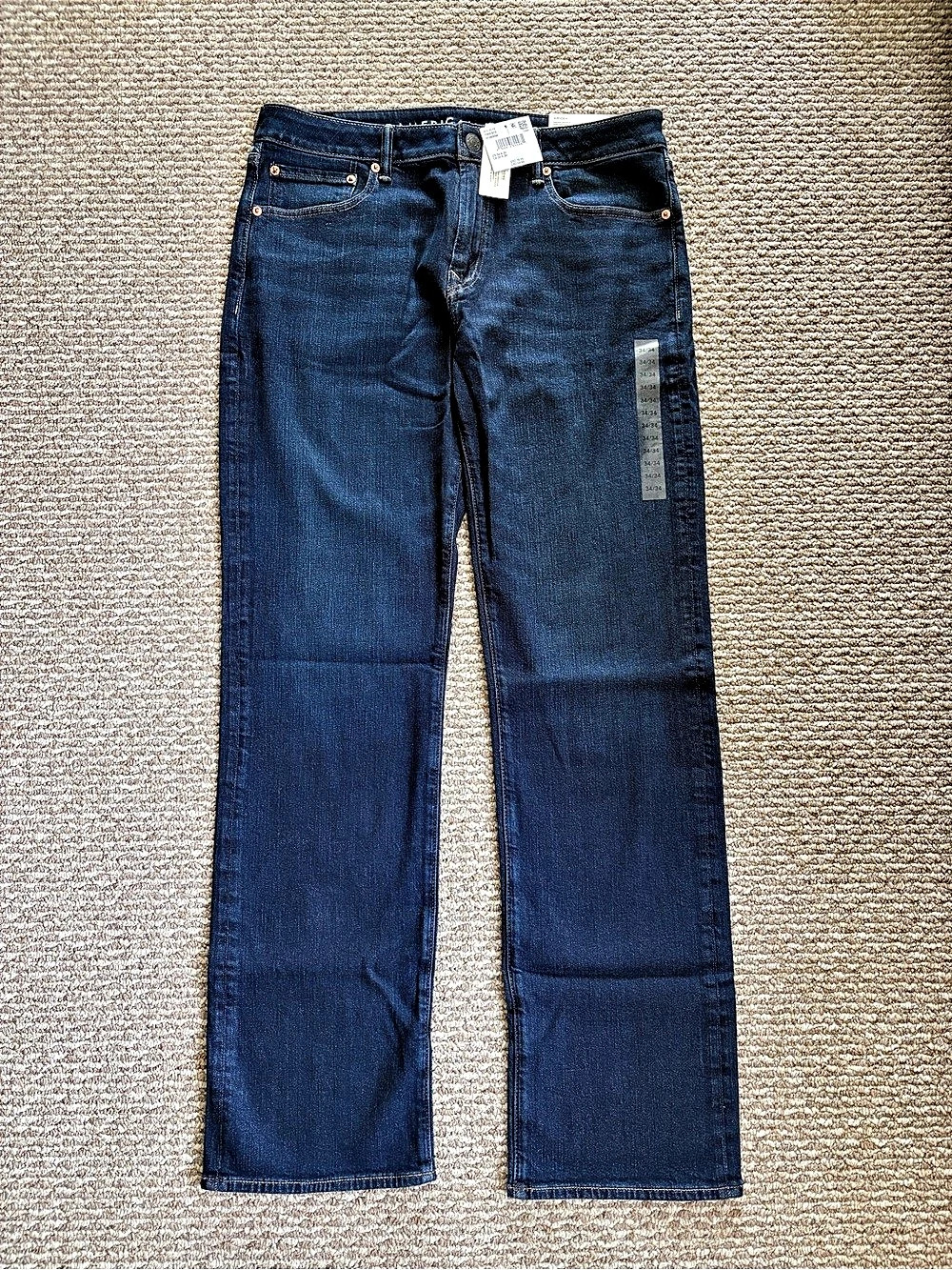NWT American Eagle Airflex Original Bootcut Men’s Jeans Dark Indigo Wash 34x34